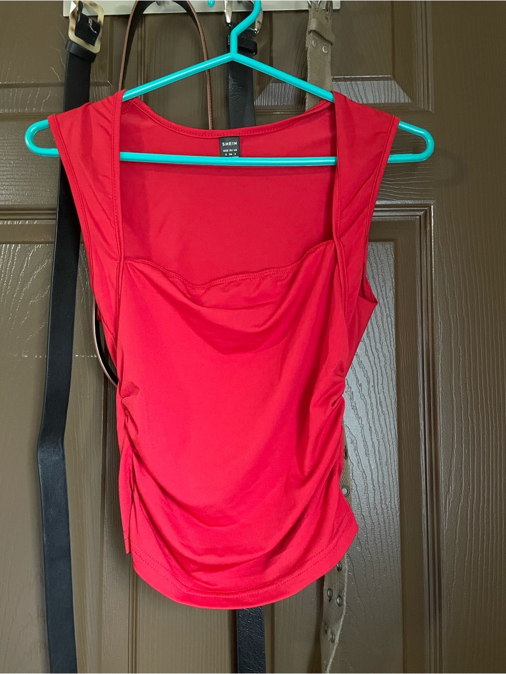 Shein Red Ruched Tank Top for Women